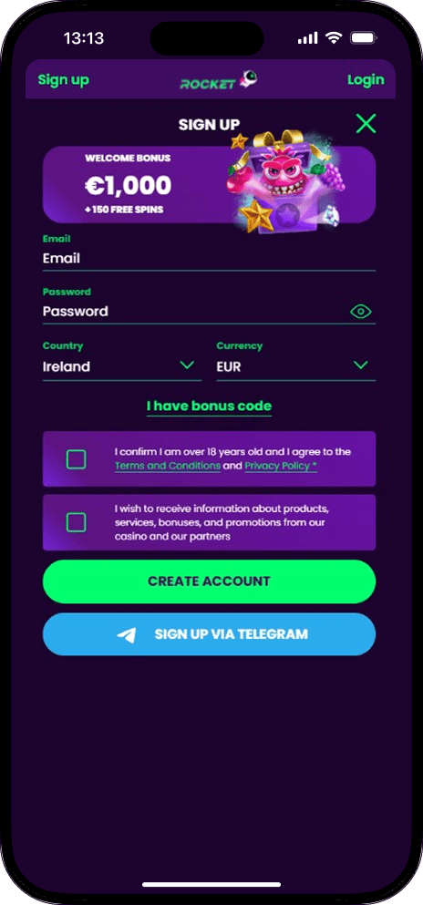 CasinoRocket Sign Up